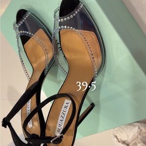 Aquazzura Black and Tan Women's Heels